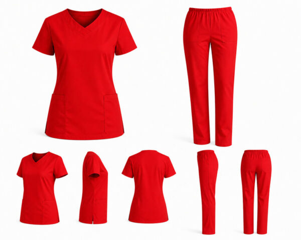 Medicinska uniforma komplet – ženska bluza i hlače crvena Ženska medicinska uniforma komplet bluza i hlače više boja
