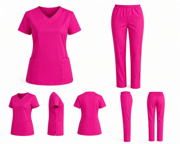 Medicinska uniforma komplet – ženska bluza i hlače fuksija Ženska medicinska uniforma komplet bluza i hlače više boja