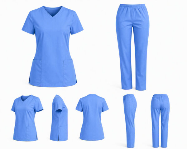 Medicinska uniforma komplet – ženska bluza i hlače svijetlo plava Ženska medicinska uniforma komplet bluza i hlače više boja