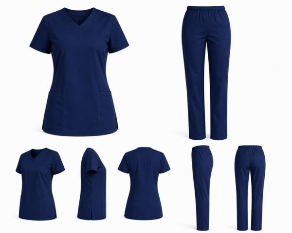 Medicinska uniforma komplet – ženska bluza i hlače tamno plava Ženska medicinska uniforma komplet bluza i hlače više boja